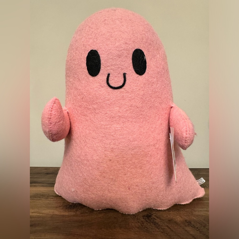 Candy Corn Lane Pink Halloween Ghost Decor/Firm Plush (NWT)